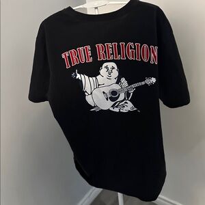 True Religion Black Tee with Red Logo size 2XL